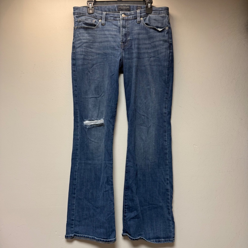 Lucky Brand Sweet N Low Jeans Womens 14/32 Blue Excellent Distressed Bootcut